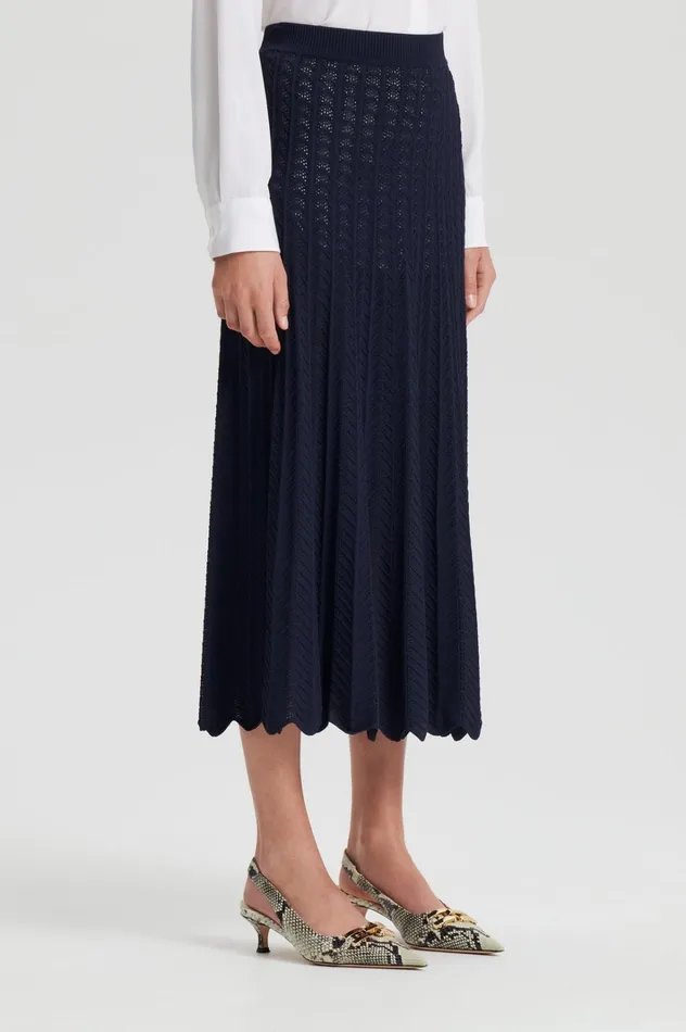 Women Scanlan Theodore Skirts PLEAT LACE SKIRT Navy Women Scanlan Theodore Skirts PLEAT LACE SKIRT Navy