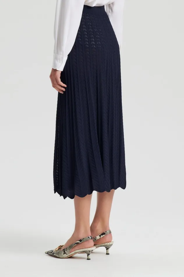 Women Scanlan Theodore Skirts PLEAT LACE SKIRT Navy Women Scanlan Theodore Skirts PLEAT LACE SKIRT Navy