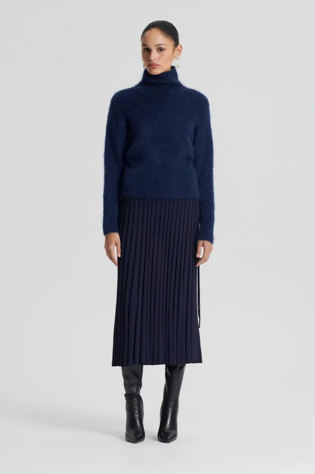 Women Scanlan Theodore Skirts PLEATED RIB SKIRT 16 Navy