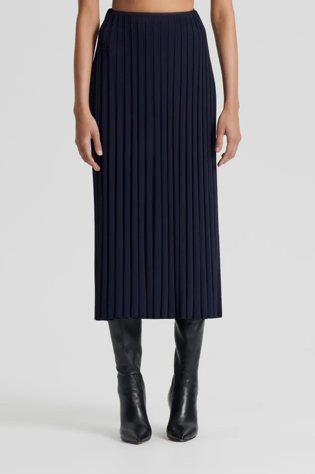 Women Scanlan Theodore Skirts PLEATED RIB SKIRT 16 Navy
