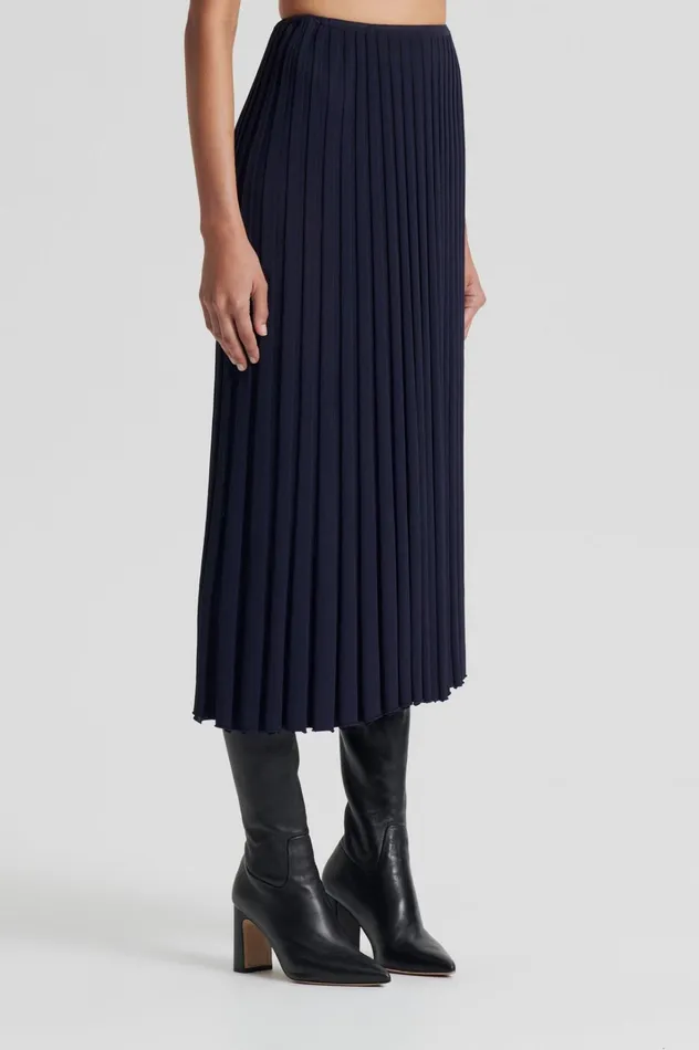 Women Scanlan Theodore Skirts PLEATED RIB SKIRT 16 Navy