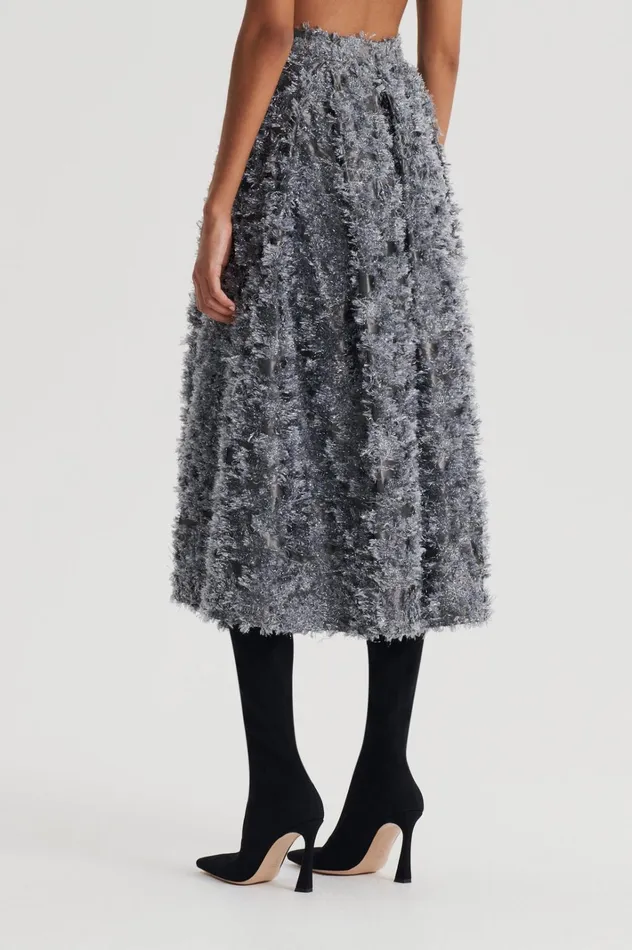 Women Scanlan Theodore Skirts TINSEL FRINGE FULL SKIRT Darksilver