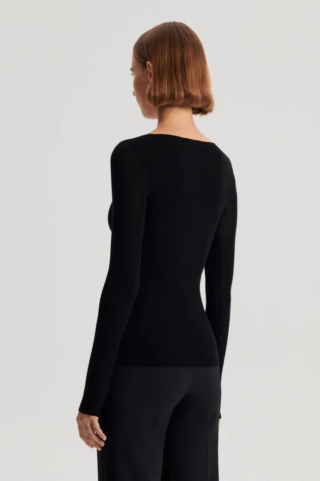 Women Scanlan Theodore Sweaters BABYWOOL SCOOP NECK Black All Women Scanlan Theodore Sweaters BABYWOOL SCOOP NECK Black All