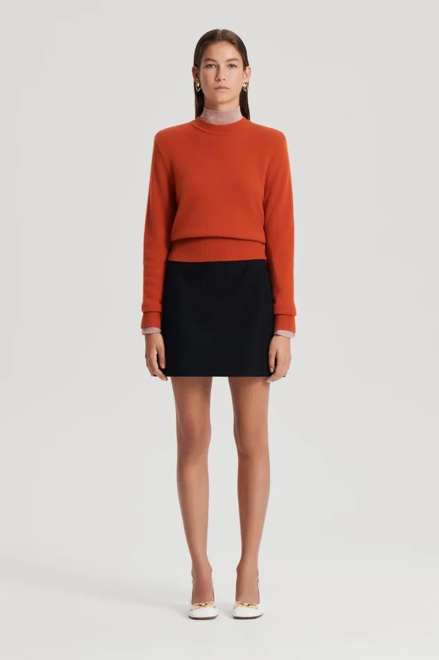 Women Scanlan Theodore Sweaters CASHMERE CREW SWEATER Burnt