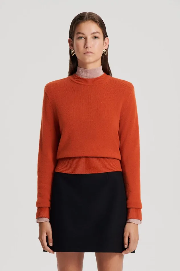 Women Scanlan Theodore Sweaters CASHMERE CREW SWEATER Burnt