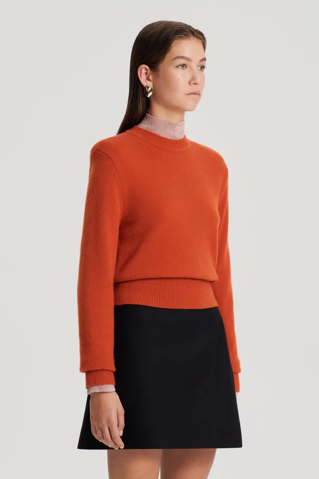 Women Scanlan Theodore Sweaters CASHMERE CREW SWEATER Burnt
