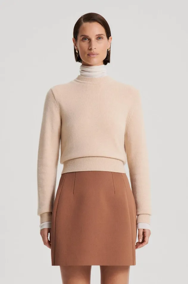 Women Scanlan Theodore Sweaters CASHMERE CREW SWEATER Oat Women Scanlan Theodore Sweaters CASHMERE CREW SWEATER Oat