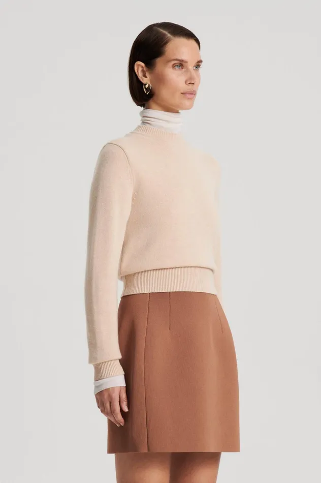 Women Scanlan Theodore Sweaters CASHMERE CREW SWEATER Oat Women Scanlan Theodore Sweaters CASHMERE CREW SWEATER Oat