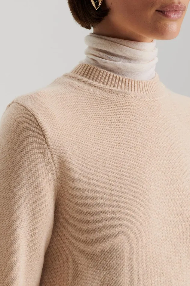 Women Scanlan Theodore Sweaters CASHMERE CREW SWEATER Oat Women Scanlan Theodore Sweaters CASHMERE CREW SWEATER Oat