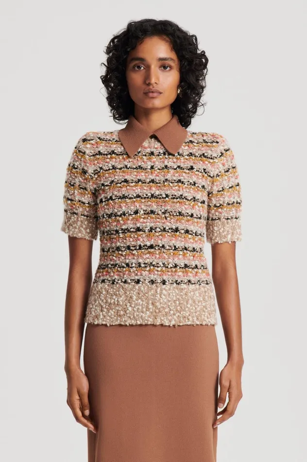 Women Scanlan Theodore Sweaters STRIPE SLIM SWEATER Coral Women Scanlan Theodore Sweaters STRIPE SLIM SWEATER Coral