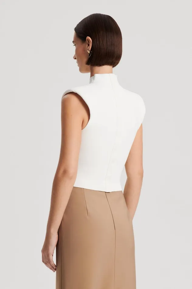 Women Scanlan Theodore Tops CREPE KNIT MILANO SLVLSS TOP Cream Women Scanlan Theodore Tops CREPE KNIT MILANO SLVLSS TOP Cream