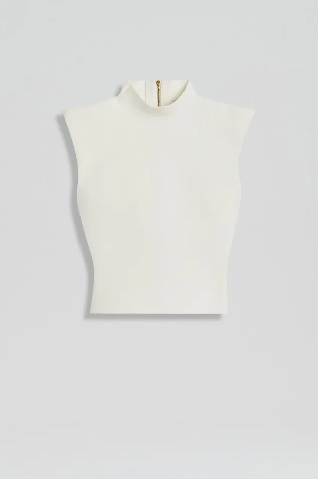 Women Scanlan Theodore Tops CREPE KNIT MILANO SLVLSS TOP Cream Women Scanlan Theodore Tops CREPE KNIT MILANO SLVLSS TOP Cream