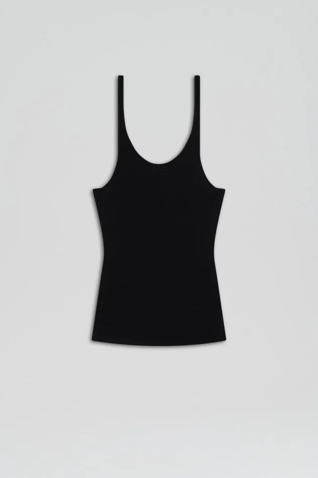 Women Scanlan Theodore Tops CREPE KNIT RIB SINGLET Black Women Scanlan Theodore Tops CREPE KNIT RIB SINGLET Black