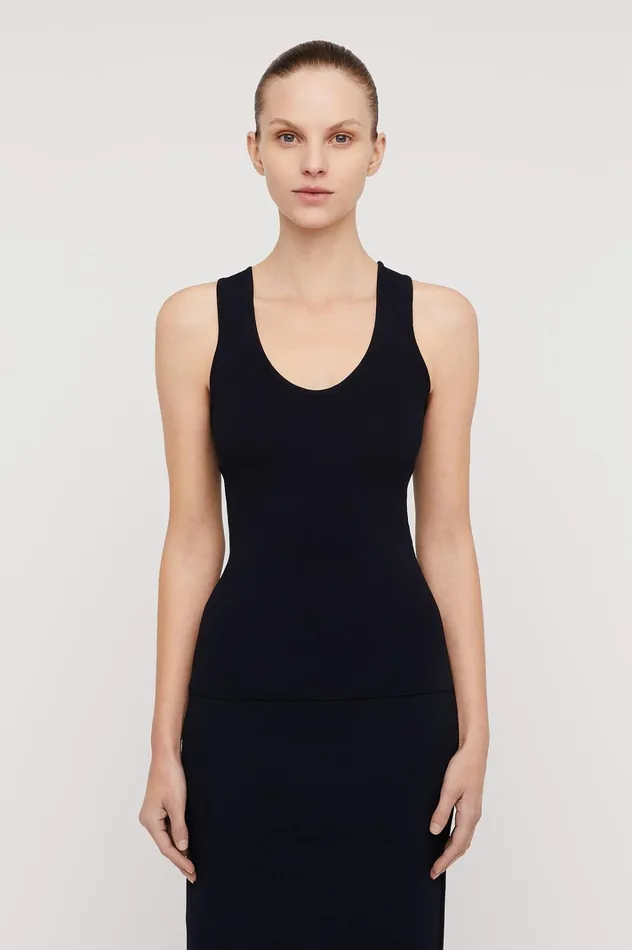 Women Scanlan Theodore Tops CREPE KNIT SINGLET Navy Women Scanlan Theodore Tops CREPE KNIT SINGLET Navy