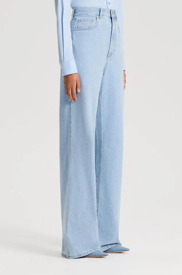 Women Scanlan Theodore Trousers DENIM DRAPE LEG JEAN Lightindigo1175 Women Scanlan Theodore Trousers DENIM DRAPE LEG JEAN Lightindigo1175
