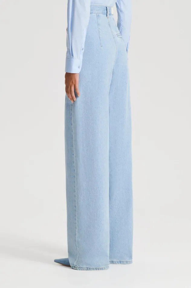 Women Scanlan Theodore Trousers DENIM DRAPE LEG JEAN Lightindigo1175 Women Scanlan Theodore Trousers DENIM DRAPE LEG JEAN Lightindigo1175