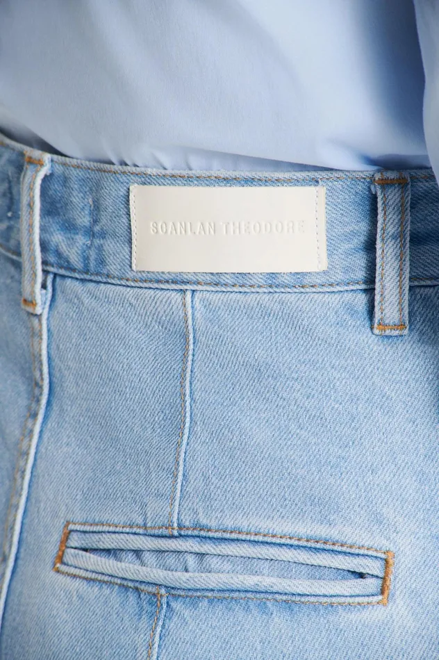 Women Scanlan Theodore Trousers DENIM DRAPE LEG JEAN Lightindigo1175 Women Scanlan Theodore Trousers DENIM DRAPE LEG JEAN Lightindigo1175