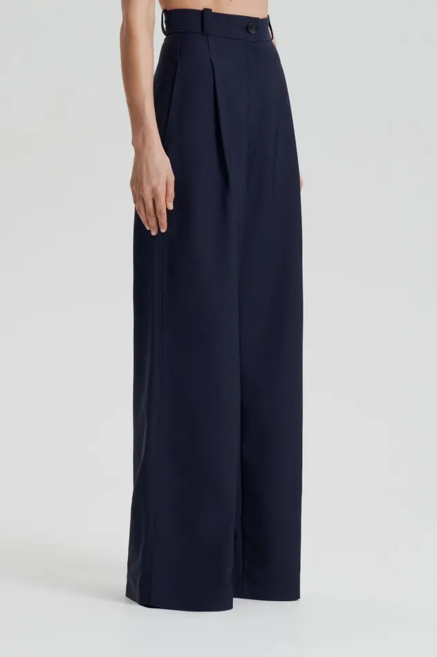Women Scanlan Theodore Trousers PLEAT DRAPE LEG TROUSER Navy Women Scanlan Theodore Trousers PLEAT DRAPE LEG TROUSER Navy