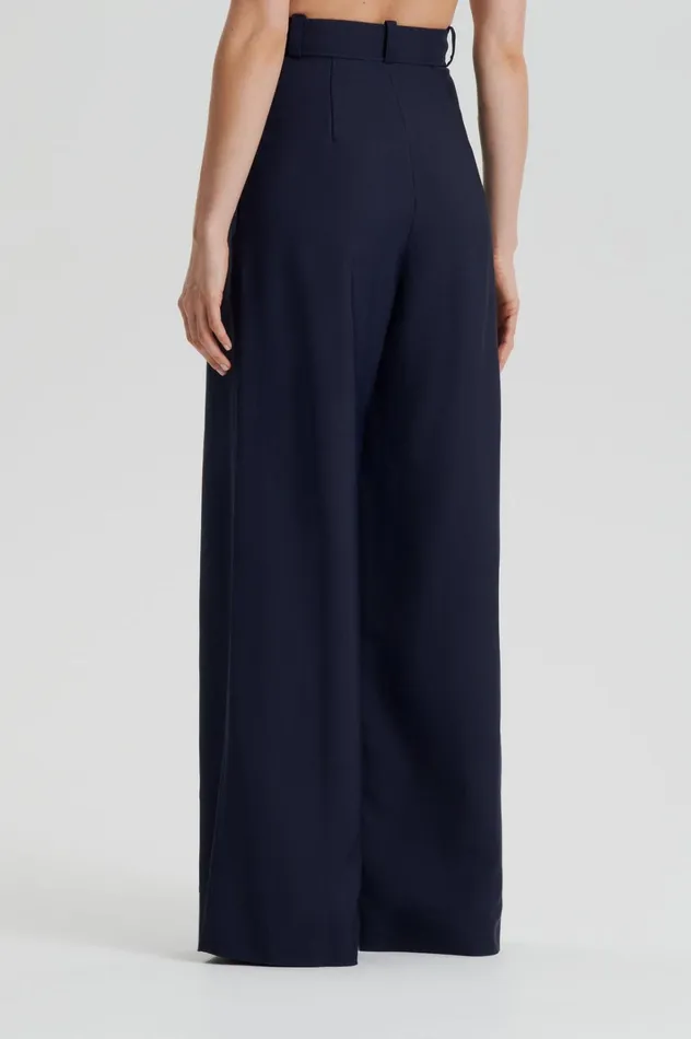 Women Scanlan Theodore Trousers PLEAT DRAPE LEG TROUSER Navy Women Scanlan Theodore Trousers PLEAT DRAPE LEG TROUSER Navy