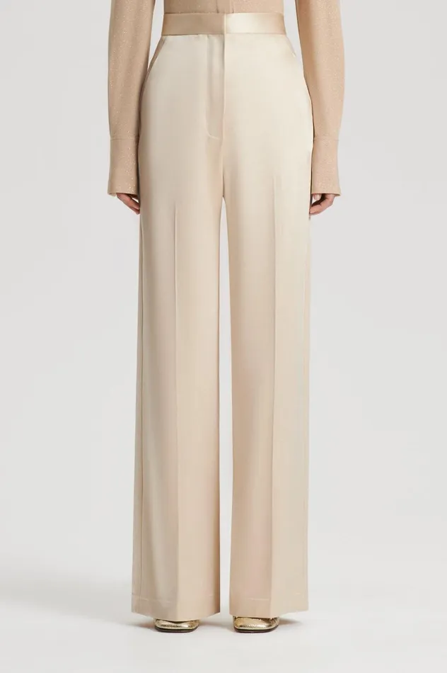 Women Scanlan Theodore Trousers SATIN DRAPE LEG TROUSER Gold