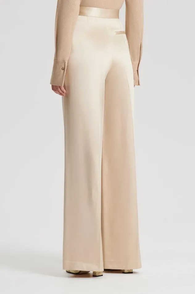 Women Scanlan Theodore Trousers SATIN DRAPE LEG TROUSER Gold