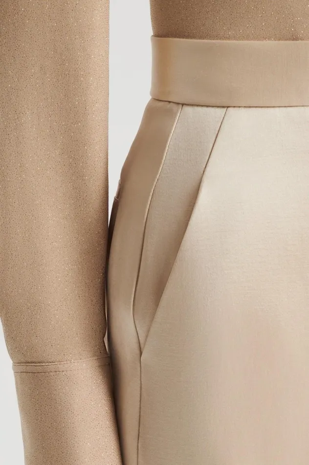 Women Scanlan Theodore Trousers SATIN DRAPE LEG TROUSER Gold