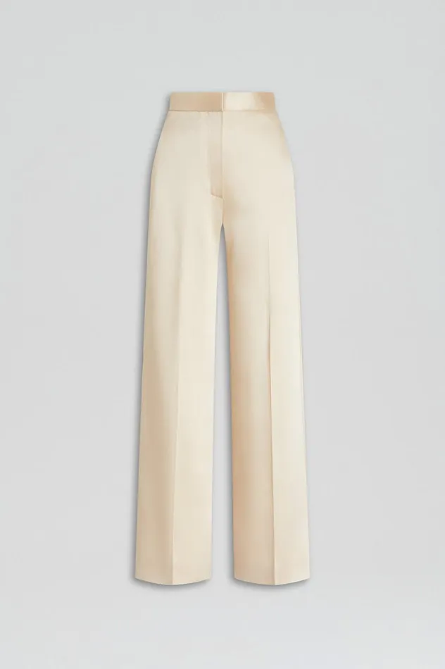 Women Scanlan Theodore Trousers SATIN DRAPE LEG TROUSER Gold