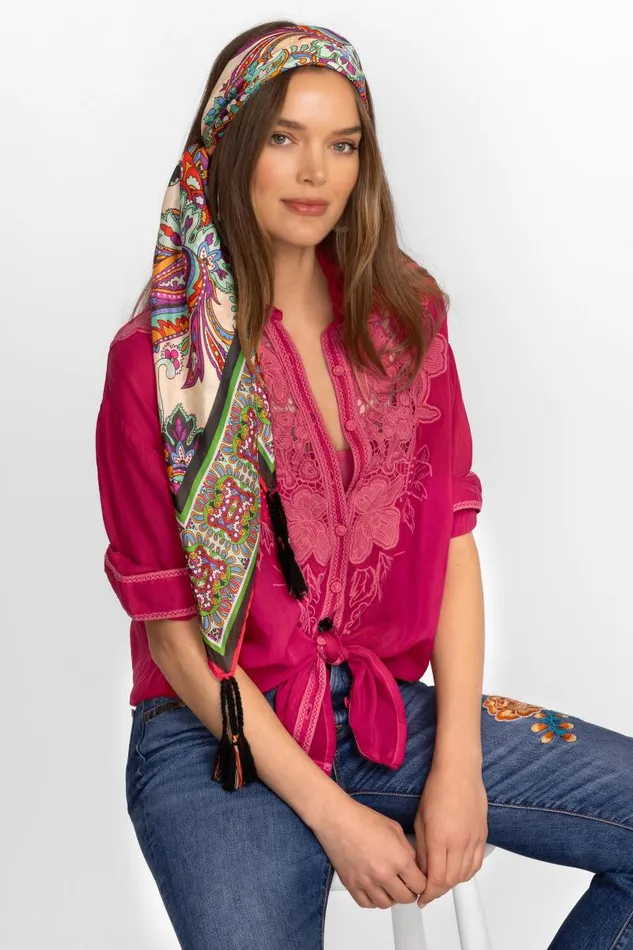 Women Scarves Johnny Was CACHEMIR SILK SCARF Cachemir Scarf Print Women Scarves Johnny Was CACHEMIR SILK SCARF Cachemir Scarf Print