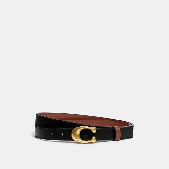 Women Sculpted C Buckle Cut To Size Reversible Belt 25 Mm Brassblack 1941 Red Coach Belts