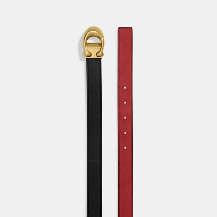 Women Sculpted C Buckle Cut To Size Reversible Belt 25 Mm Brassblack 1941 Red Coach Belts Women Sculpted C Buckle Cut To Size Reversible Belt 25 Mm Brassblack 1941 Red Coach Belts