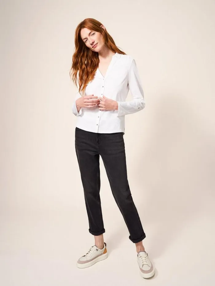 Women SHIRTS and BLOUSES White Stuff Annie Cotton Jersey Shirt Brilliant White