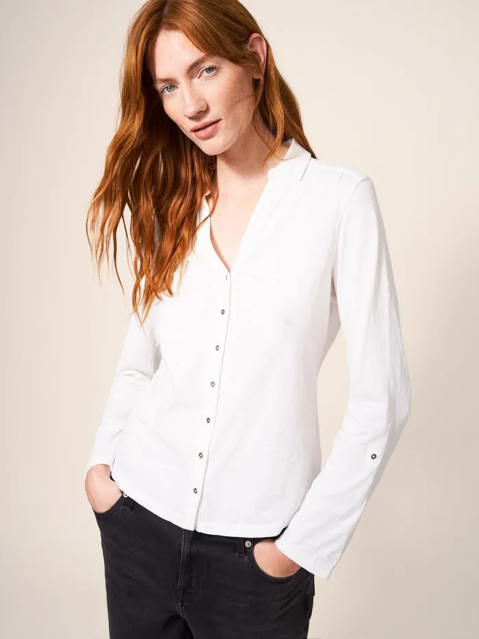 Women SHIRTS and BLOUSES White Stuff Annie Cotton Jersey Shirt Brilliant White Women SHIRTS and BLOUSES White Stuff Annie Cotton Jersey Shirt Brilliant White