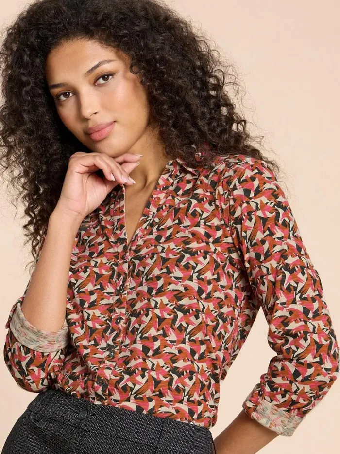 Women SHIRTS and BLOUSES White Stuff ANNIE JERSEY PRINT SHIRT Pink Print