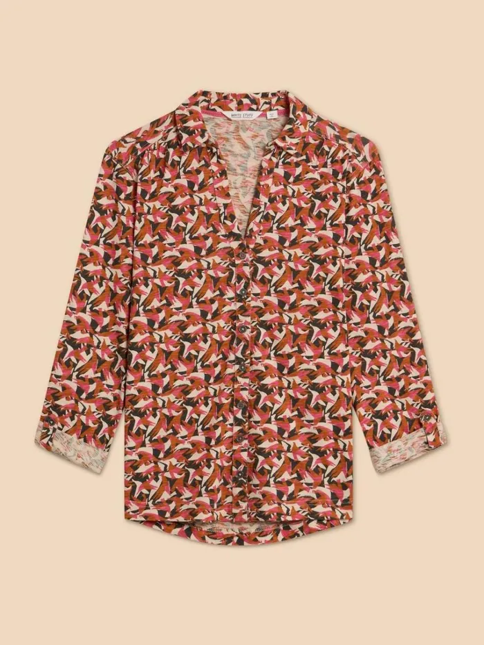 Women SHIRTS and BLOUSES White Stuff ANNIE JERSEY PRINT SHIRT Pink Print