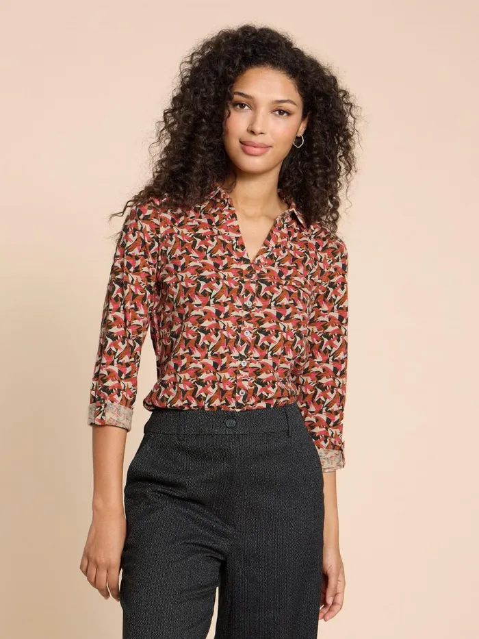 Women SHIRTS and BLOUSES White Stuff ANNIE JERSEY PRINT SHIRT Pink Print