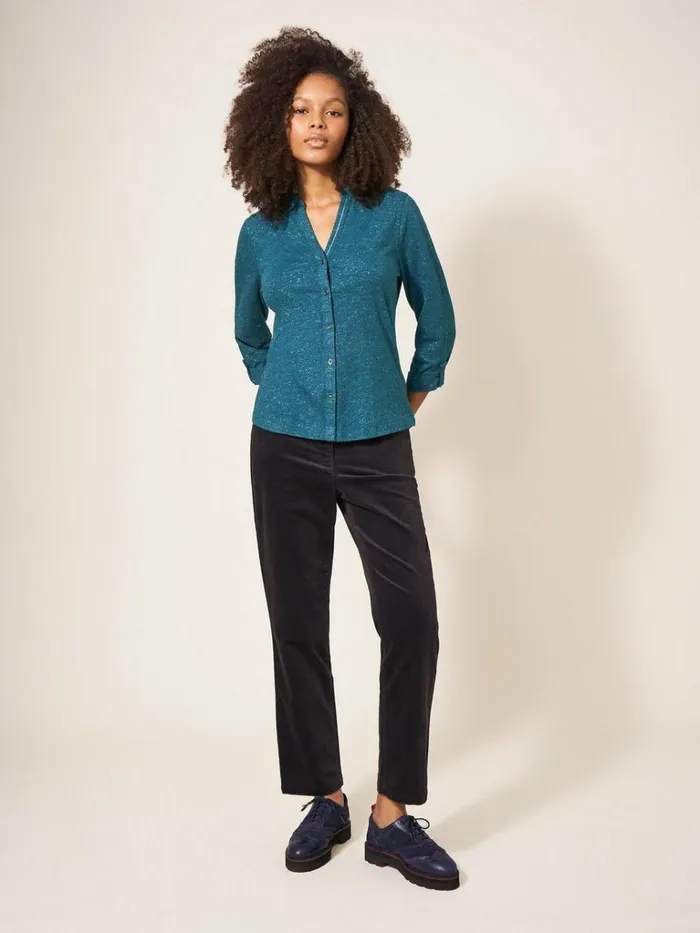 Women SHIRTS and BLOUSES White Stuff ANNIE SPARKLE SLIM FIT SHIRT Dk Teal