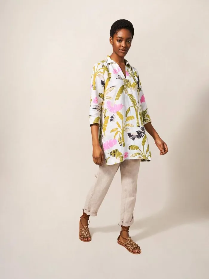 Women SHIRTS and BLOUSES White Stuff Blaire Linen Versatile Tunic White Multi