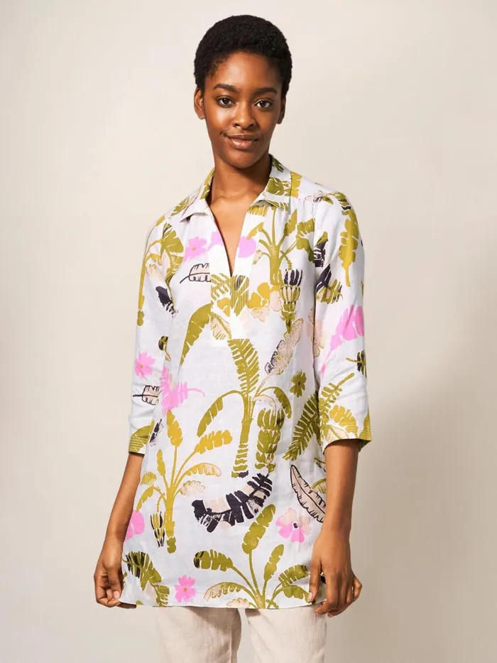 Women SHIRTS and BLOUSES White Stuff Blaire Linen Versatile Tunic White Multi Women SHIRTS and BLOUSES White Stuff Blaire Linen Versatile Tunic White Multi