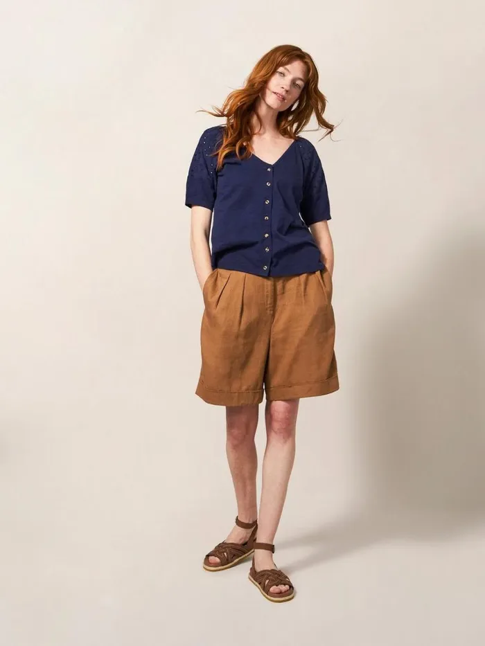 Women SHIRTS and BLOUSES White Stuff BRODERIE MIX TWO WAY TOP French Navy