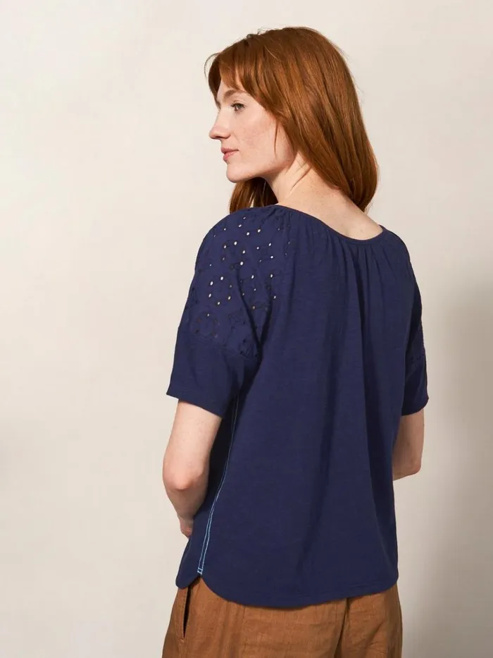 Women SHIRTS and BLOUSES White Stuff BRODERIE MIX TWO WAY TOP French Navy Women SHIRTS and BLOUSES White Stuff BRODERIE MIX TWO WAY TOP French Navy
