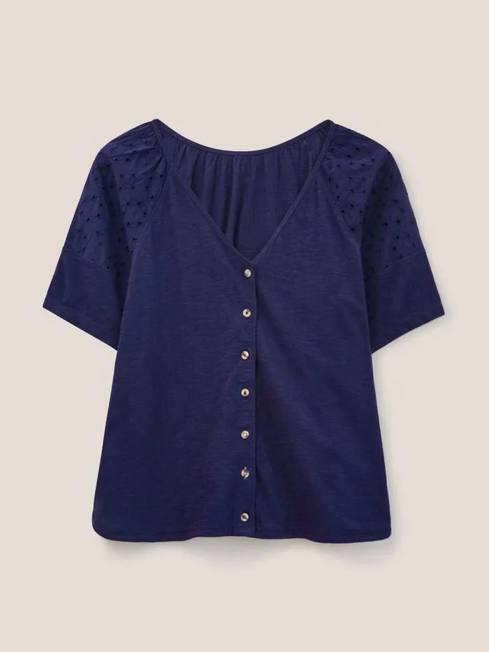 Women SHIRTS and BLOUSES White Stuff BRODERIE MIX TWO WAY TOP French Navy Women SHIRTS and BLOUSES White Stuff BRODERIE MIX TWO WAY TOP French Navy