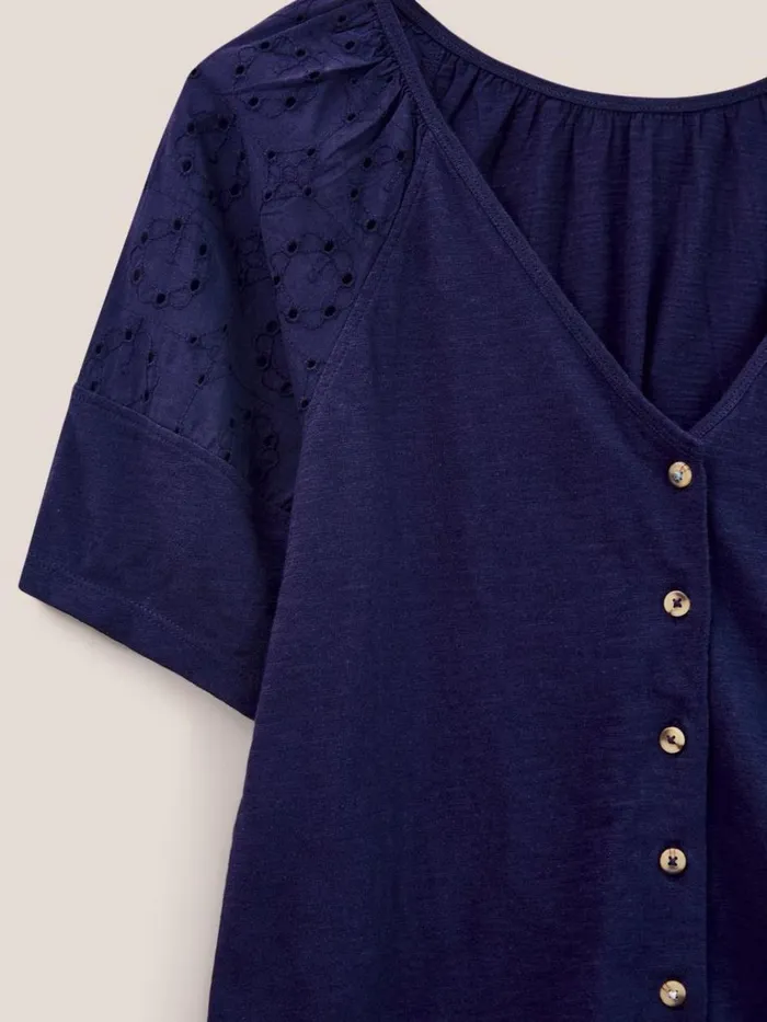Women SHIRTS and BLOUSES White Stuff BRODERIE MIX TWO WAY TOP French Navy Women SHIRTS and BLOUSES White Stuff BRODERIE MIX TWO WAY TOP French Navy
