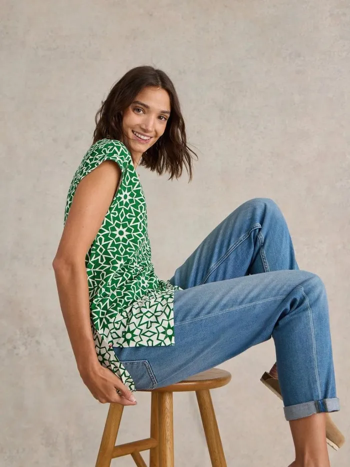 Women SHIRTS and BLOUSES White Stuff CARRIE COTTON TUNIC Green Print