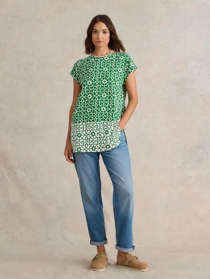 Women SHIRTS and BLOUSES White Stuff CARRIE COTTON TUNIC Green Print Women SHIRTS and BLOUSES White Stuff CARRIE COTTON TUNIC Green Print