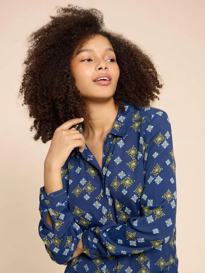 Women SHIRTS and BLOUSES White Stuff Danika Printed Tunic Navy Multi Women SHIRTS and BLOUSES White Stuff Danika Printed Tunic Navy Multi
