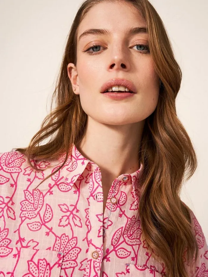Women SHIRTS and BLOUSES White Stuff Ella Organic Cotton Shirt Pink Print