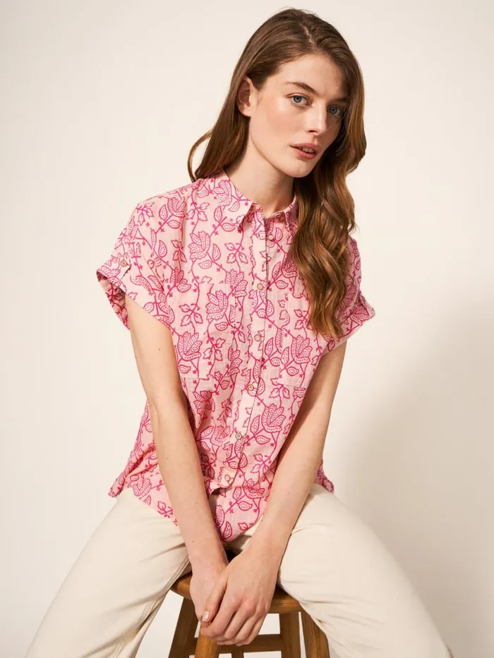 Women SHIRTS and BLOUSES White Stuff Ella Organic Cotton Shirt Pink Print