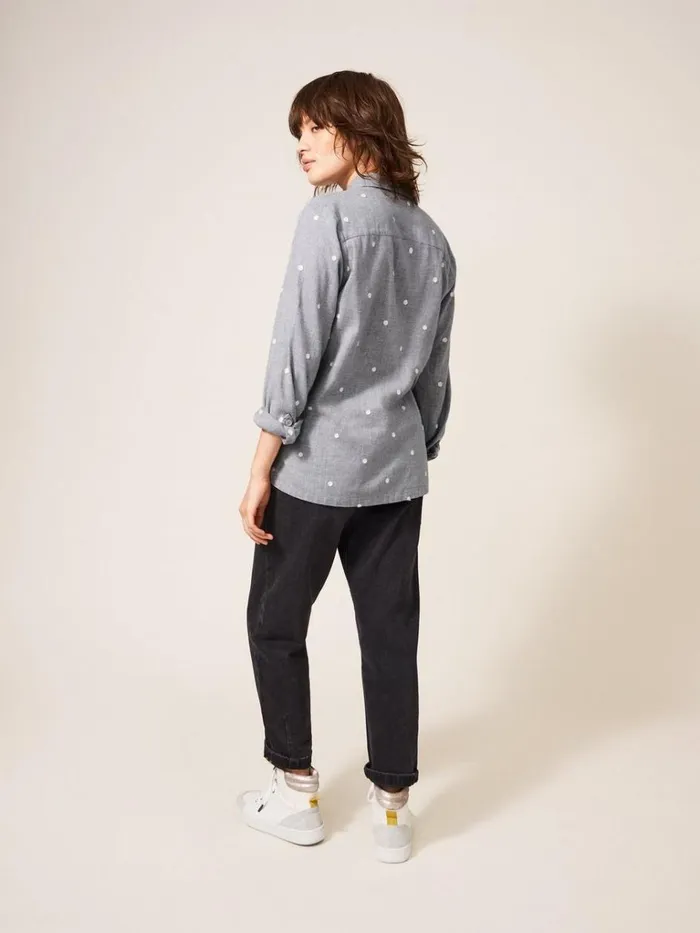Women SHIRTS and BLOUSES White Stuff Emilia Organic Cotton Long Sleeve Shirt Grey Multi