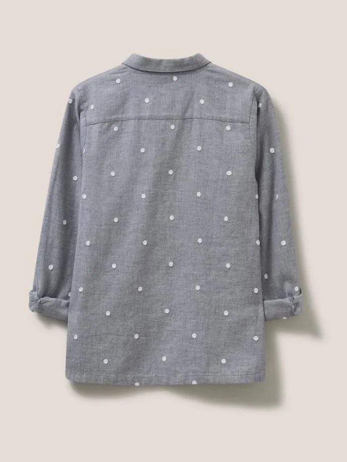 Women SHIRTS and BLOUSES White Stuff Emilia Organic Cotton Long Sleeve Shirt Grey Multi