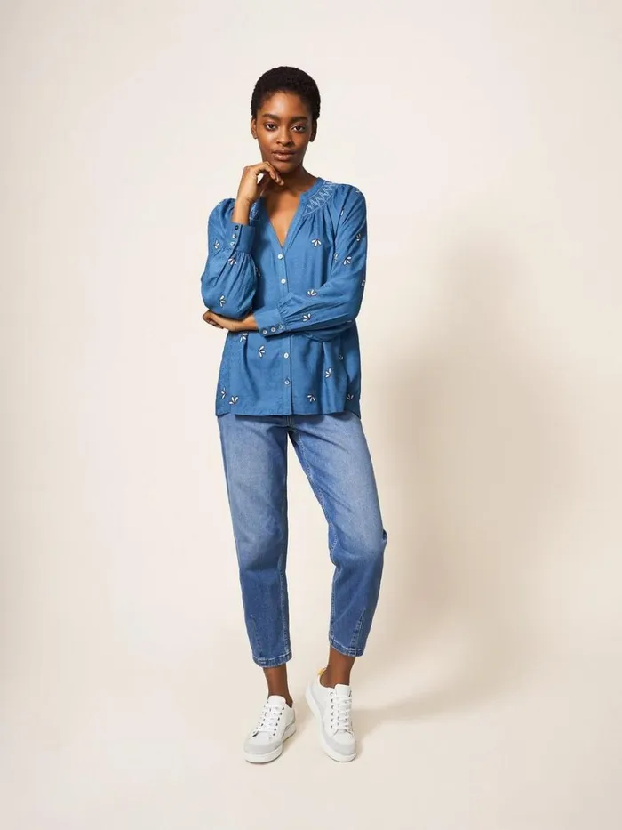 Women SHIRTS and BLOUSES White Stuff Maude Embroidered Shirt Teal Multi